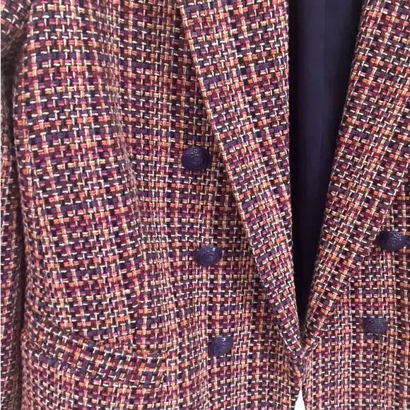 L’AGENCE Brook Tweed Double Breasted Cropped Blazer Purple Pink Size 10 - Picture 7 of 15
